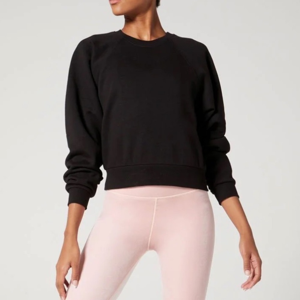 Wear It To Heart Amor Raglan Oversized Crew Neck Sweatshirt Jet Black Size M NWT